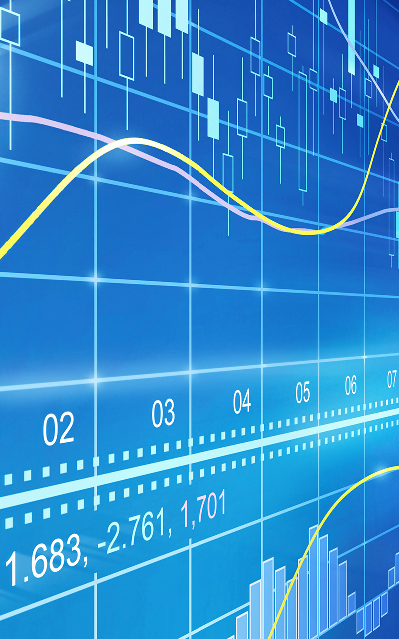 financial stock graph in blue background